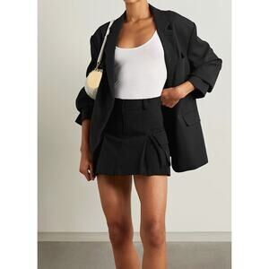 The Frankie Shop Audrey Pleated Cargo Mini Skirt Black Cotton Twill Small